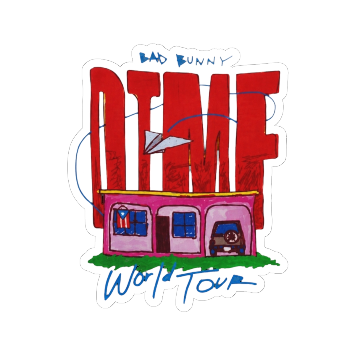 Bad Bunny DTMF Pink House World Tour Sticker