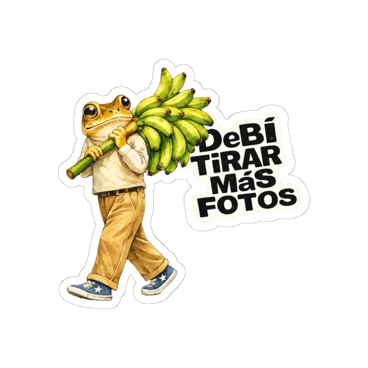 Bad Bunny Frog Carrying Bananas Vintage Sticker