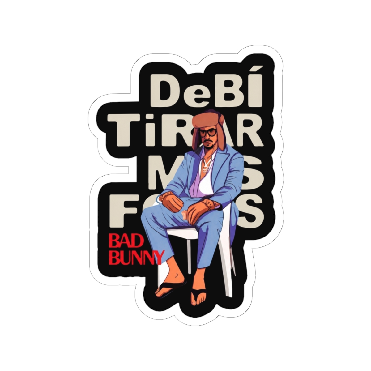 Bad Bunny Debi Tirar Mas Fotos Retro Art Sticker